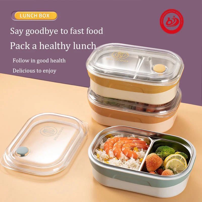 Bento déjeuner style Takeway isolé en acier inoxydable 304 biodégradable à une couche Boîte adulte