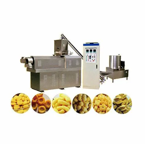 Equipamento de preparação de milho inchado salgadinhos de milho inchados fazendo Máquina automática Equipamento de produção de extrusora de produtos alimentares da puff Snack