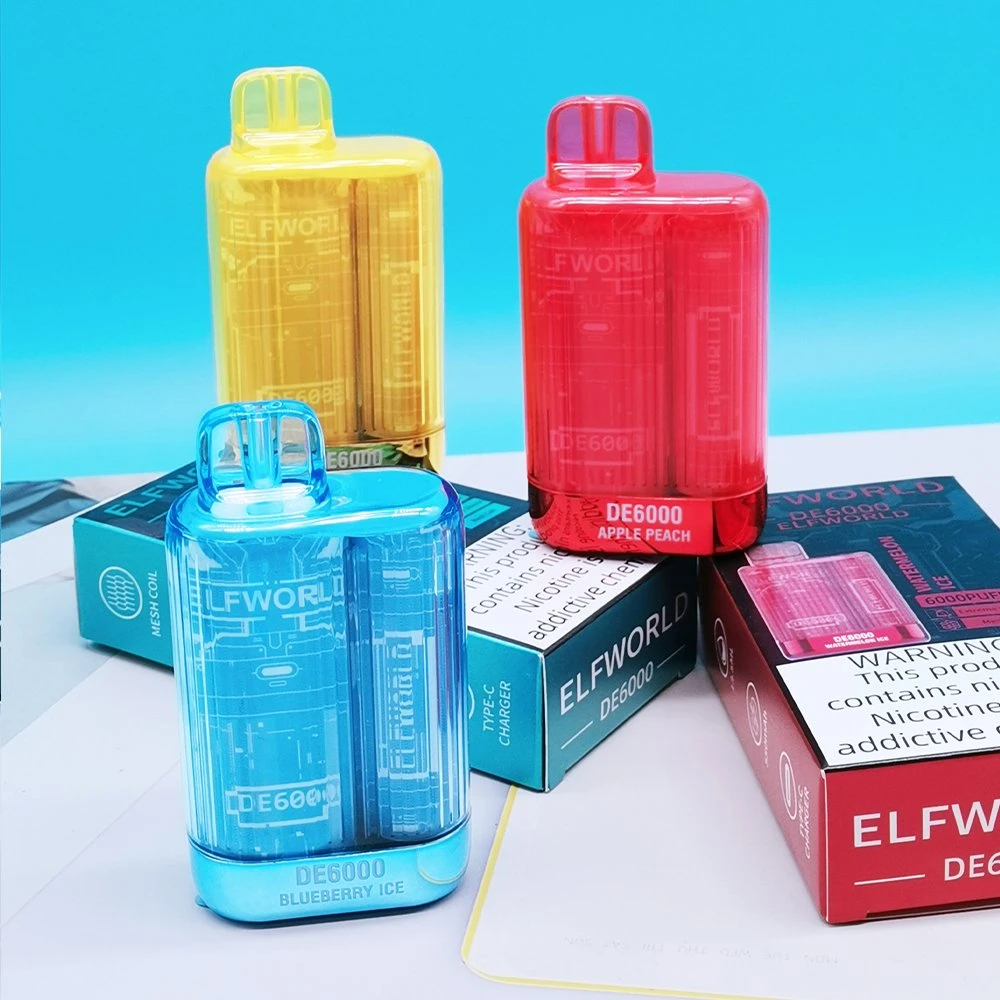 2023 Popular Elfworld De 6000 Puffs Vape 5% Nicotine Tornado Disposable Puff Plus Elf Disposable Crystal Vape