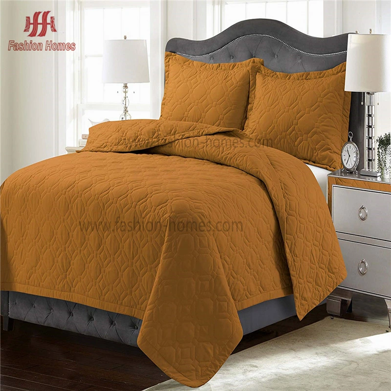 F-2522 Top Grade Embroidery Soft Washed Microfiber Quilt Bedspread Bedding Sets