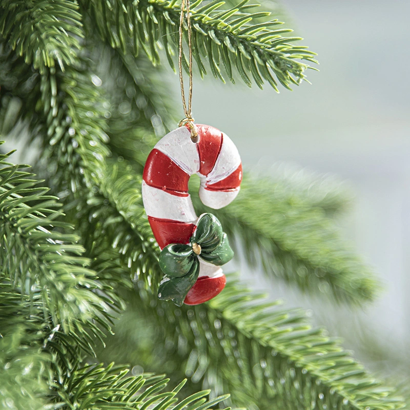 Mini Colgante de resina de Navidad Accesorios de Navidad Crutch de Navidad Decoración de árbol de bolsa de regalo