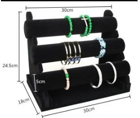 Custom 3-Tier Watch Jewelry Display Stand Flannel Detachable Earring Necklace Display