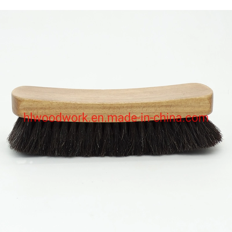 Shoe Polish Brush 20cm Beech Wood Handle Horse Hair Black Horse Hair