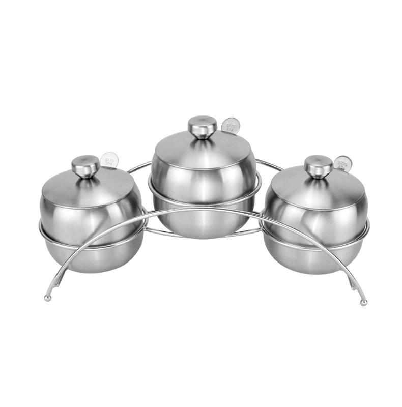 Acero inoxidable 304 de 3 piezas con una cuchara de la botella de especias condimentos cruet de utensilios de cocina