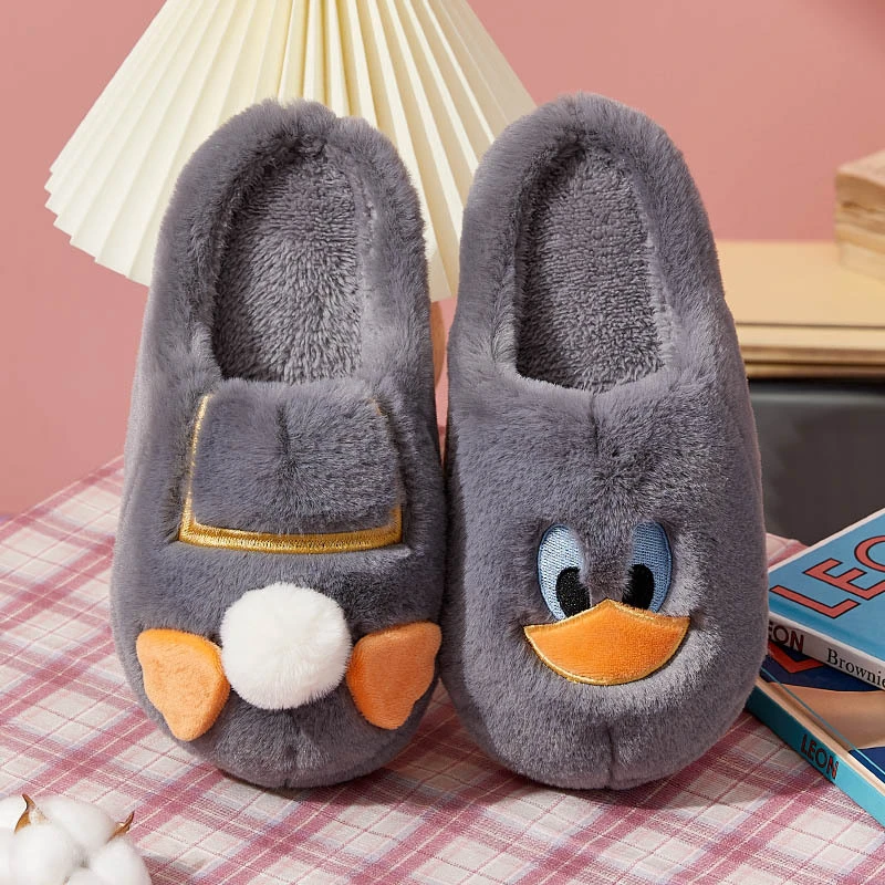 Economical Custom Cute Design Pink Duck House Slippers Furry Warm Kid Slides