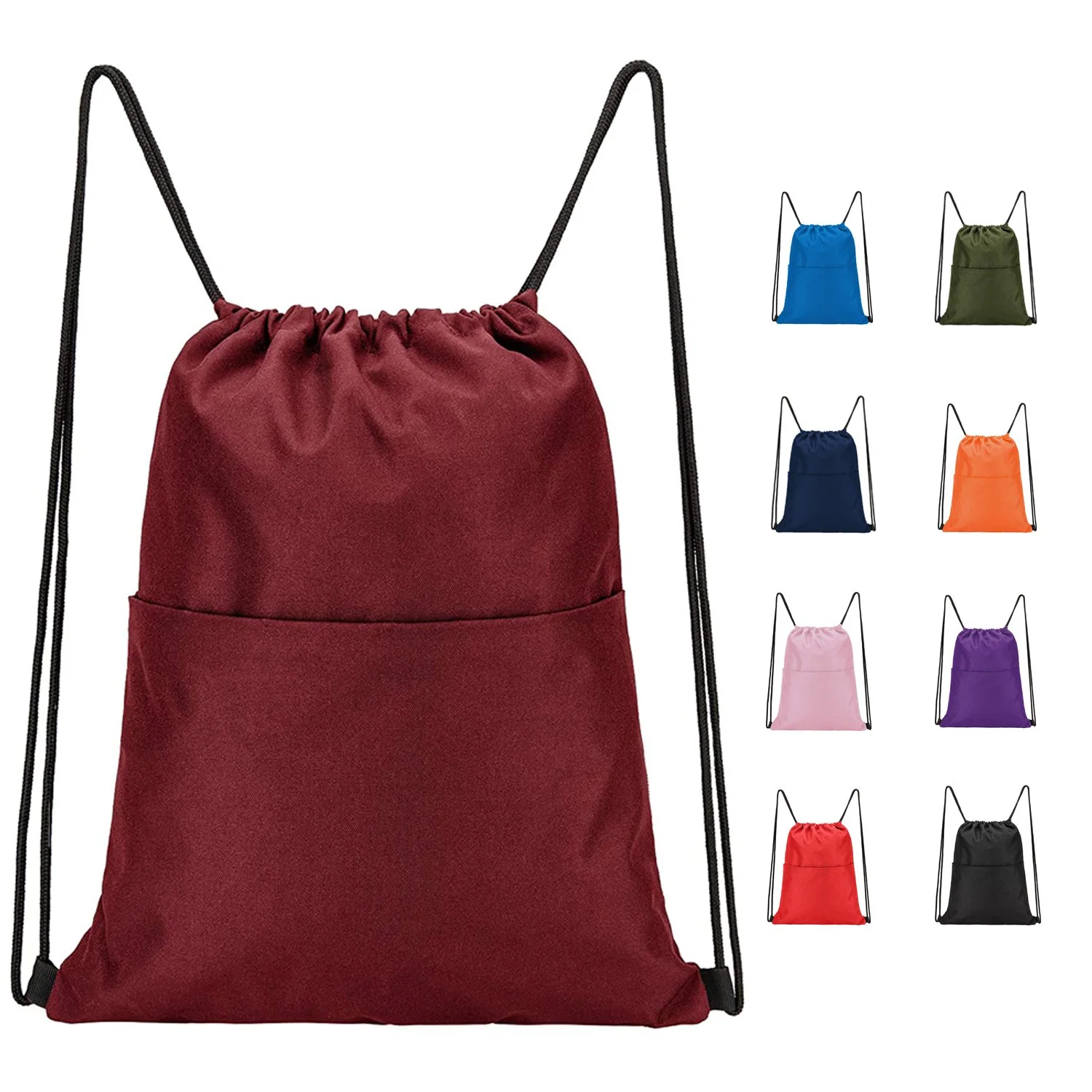 Eco-Friendly Rucksack Solid Color Portable Backpack Gym Sack Drawstring Bagback Sport Recycled Drawstring Bags