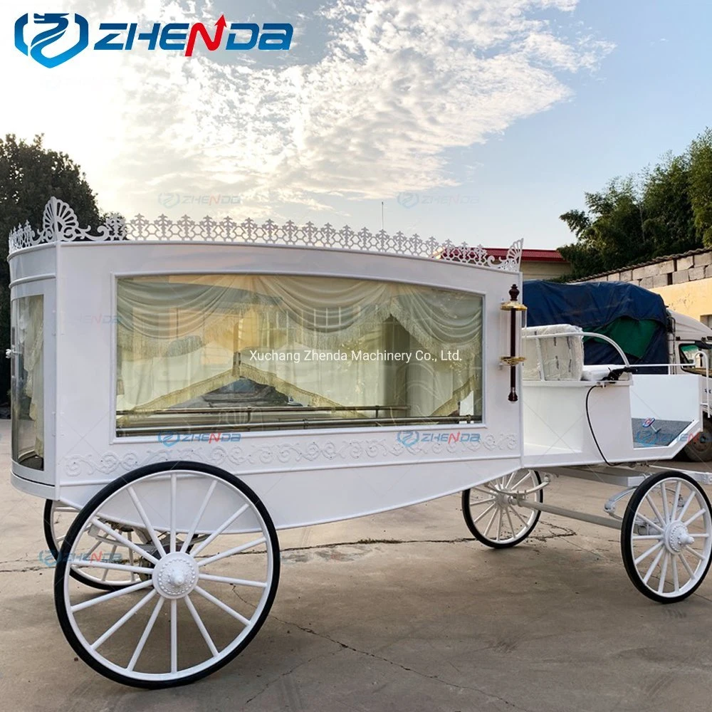 Electric Hearse/High quality/High cost performance White Funeral Car/Funeral Supplier Zhenda /Coffin Horse Carriage for Sale