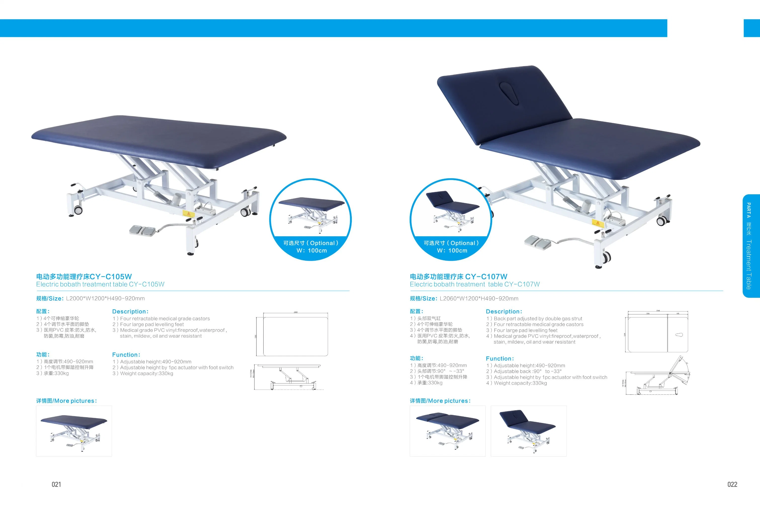 Table de Formation Médicale PT électrique portable Prix de la table de traitement de réadaptation