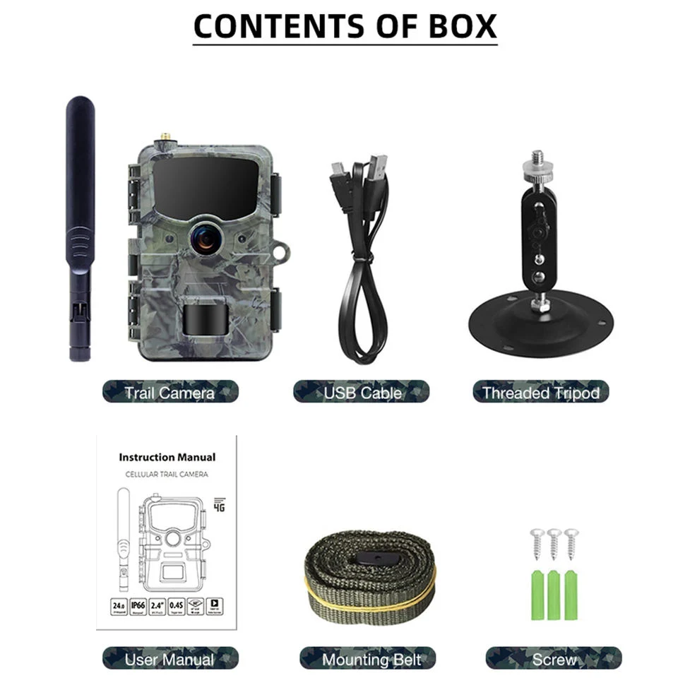 36MP 1080P Night Vision Infrared Waterproof 4G Cellular Wireless Wildlife Hunting Trail Camera Rd3069