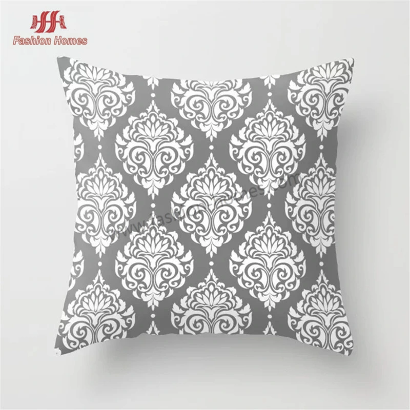 Black and White Color Theme Geometric Pattern Cushion Cover