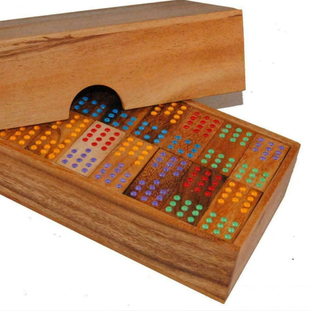 Custom Doppel Sechs Neun Zwölf Fünfzehn 6 9 12 15 Holzdomino Spiel Set