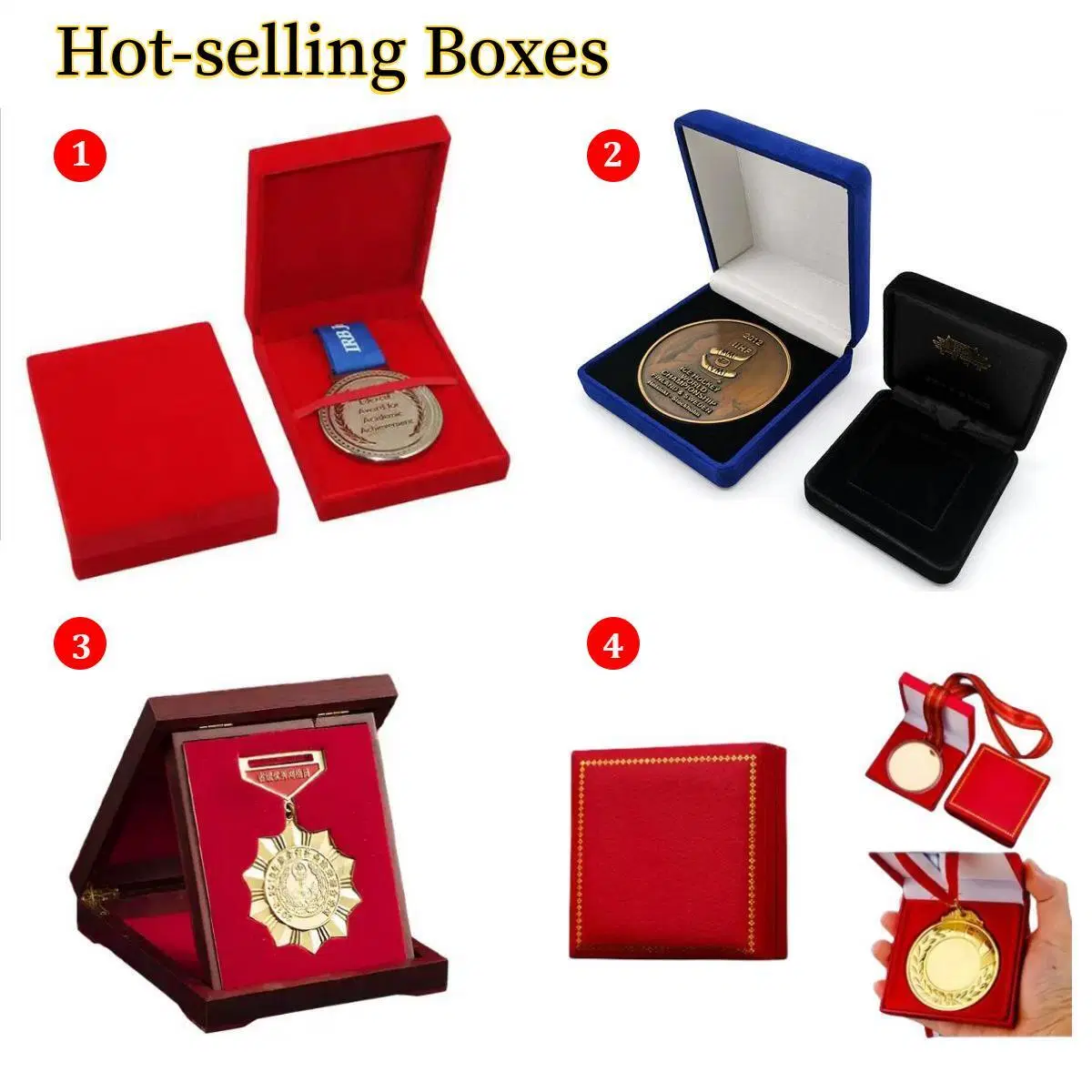 Flip Cover Gold Silver Commemorative Coins Medal Key Chain Velvet Cloth Gold Stamping Iron Box Jewelry Emblem Packaging Storage Box