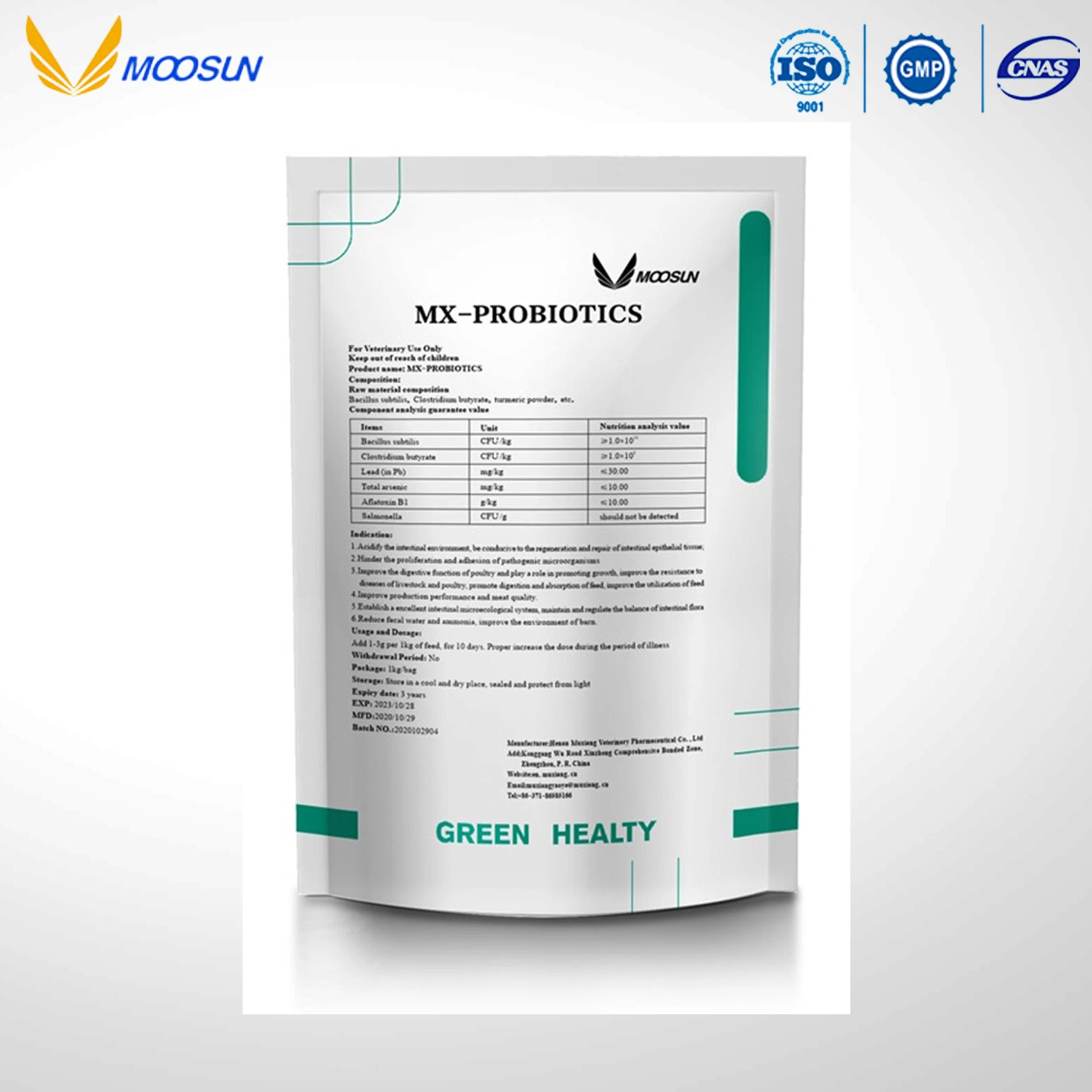 GMP ISO High-Quality Veterinary Mixed Probiotics Feed Additives for Animals Use (Improve production performance and meat quality)