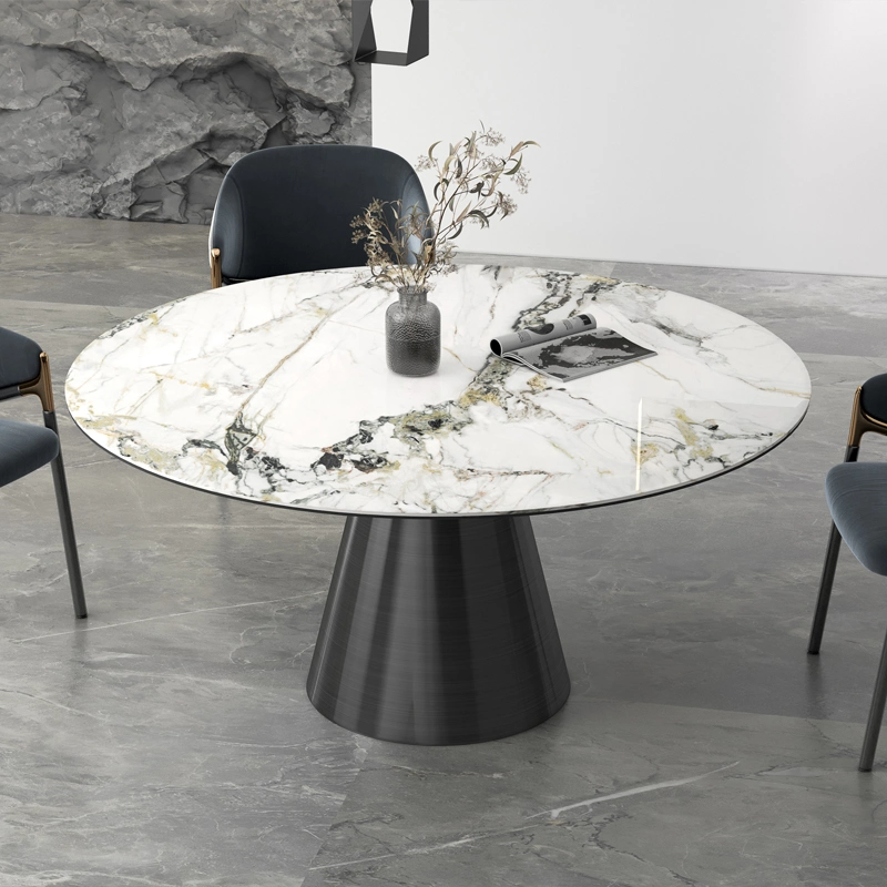 Commercial Furniture 6 Person Table Rectangular Restaurant Metal Steel Marble Dining Table Set