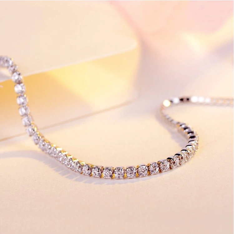 Fashion Stainless Steel Gold Plated Necklace Bracelet Anklet Fashion Jewelry with Shiny Rhinestone Crystal