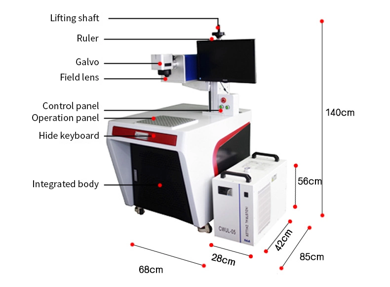 Máquina de marcação por laser UV de alta qualidade para PVC de produtos metálicos Tubos