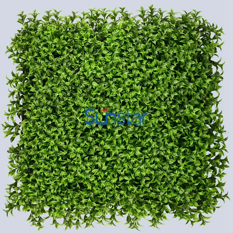 Artificial Pepper Leaf Grass Hedge Panel 50X50cm Plastic Green Wall Outdoor Plants for Garden Decoration (51231)