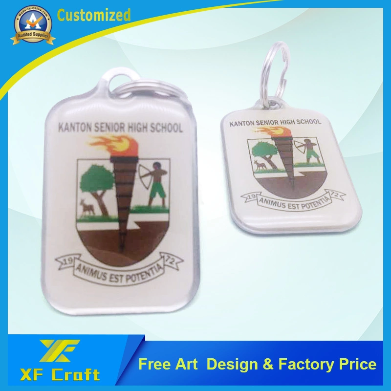 Professional Customized Stainless Steel Key Chain Fashion Decoration Double Sides Cmyk Offset Printing Epoxy Souvenir Key Ring Tag (KC16)