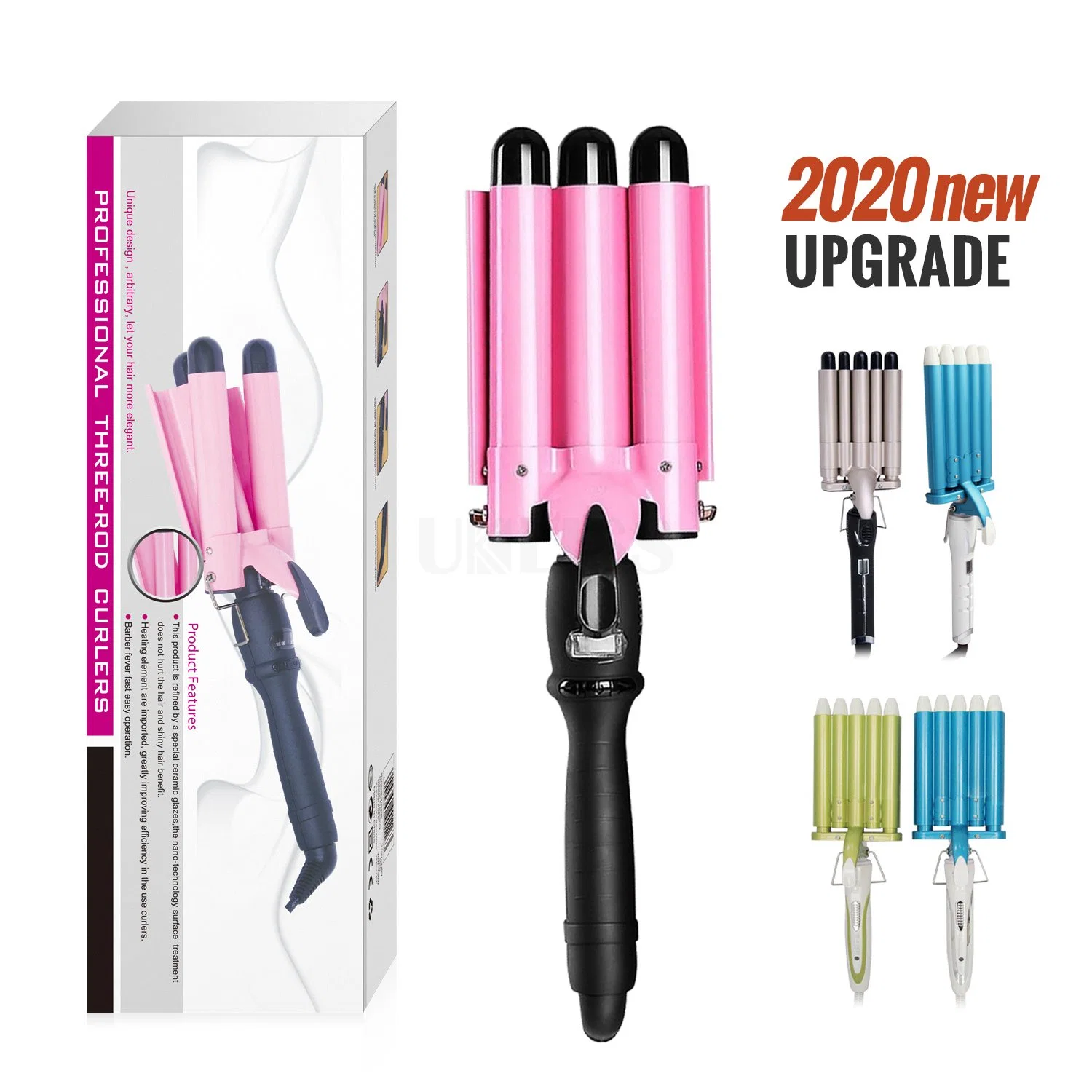 Top Quality Hair Curler High Tide Ceramic Waver Iron OEM Mermaid 3 Barrel Hair Curler with LCD Display Hair Stylist