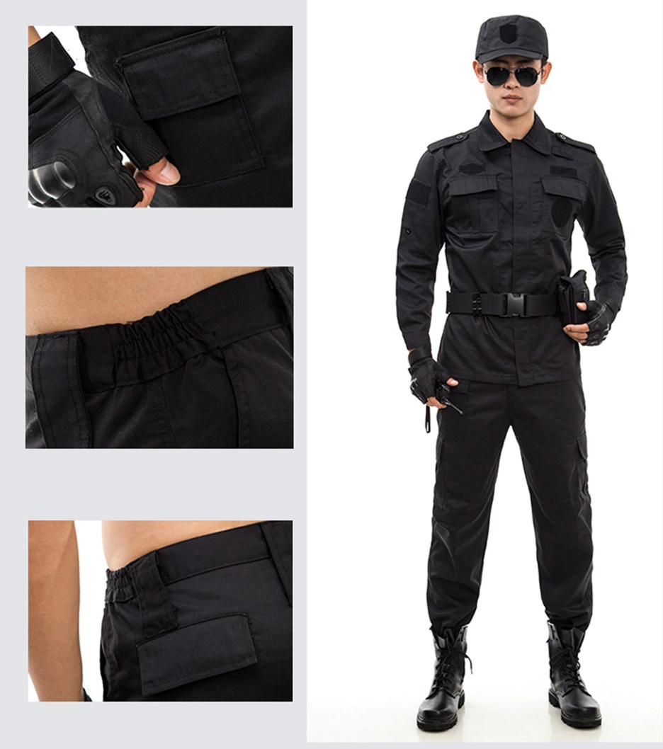 Black Uniform Military Police Clothing Cotton Combat Training Wearresistant Durable Security Guard Safety Suit Uniform