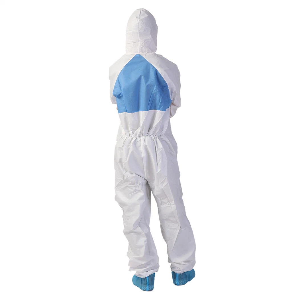 Impermeables Overoles desechables de color blanco de seguridad de las prendas de vestir traje Hazmat 65 GRAMOS PP PE