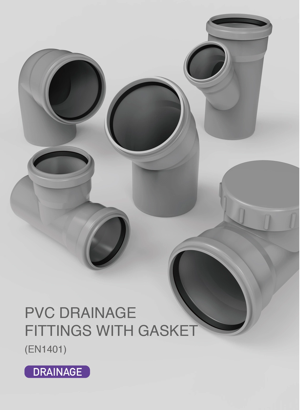 Era En1401 En1329 PVC/Plastic/Drainage Fittings with Gasket Door Tee with Rubber