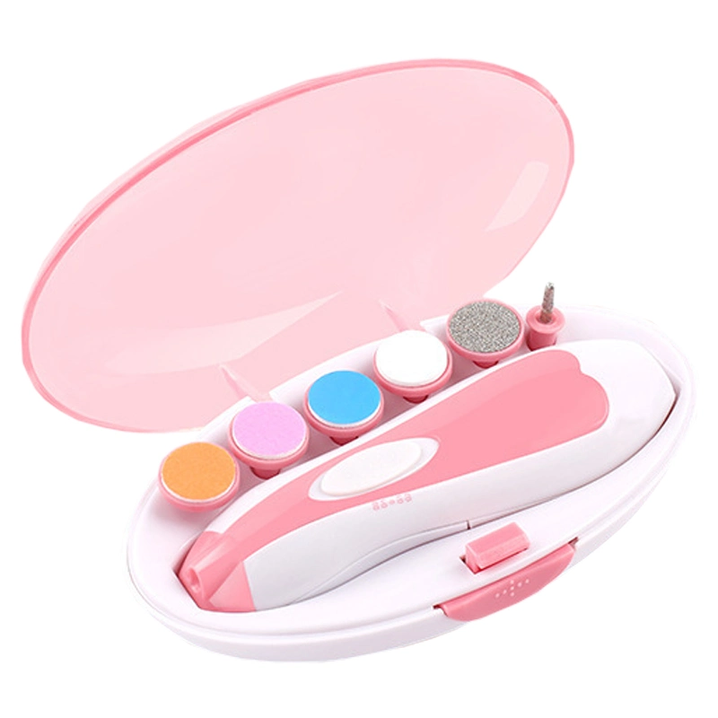 Baby Nail File Electric Nail Trimmer of Manicure Set with Nail Clippers LED Light and 7 Grinding Heads Nail Polish for Nail Beauty