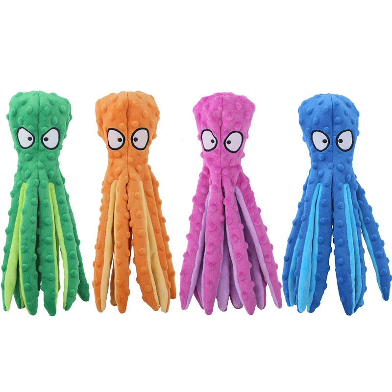 Pet Octopus Toy Squeaky Dog Toys No Stuffing Crinkle Plush Chew Toy