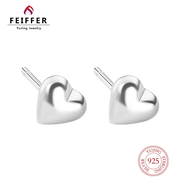 Großhandel Schmuck Herz Form Sterling 925 Silber Ohne Stein Mode Ohrstecker