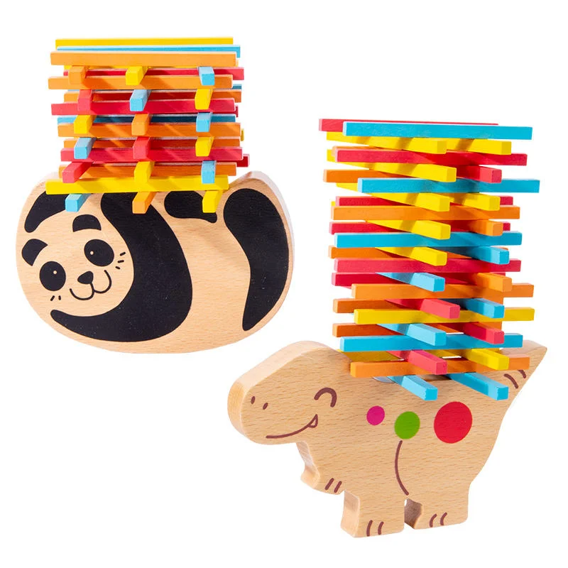 El apilamiento de madera de equilibrio de animales bloques de construcción de juguetes educativos para bebés