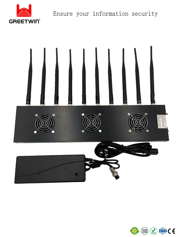 10 Channel Mobile Cell Phone Signal Blocker 3G 4G WiFi Bluetooth Remote Control 173MHz Lojack Signal Jammer (GW-JE10)