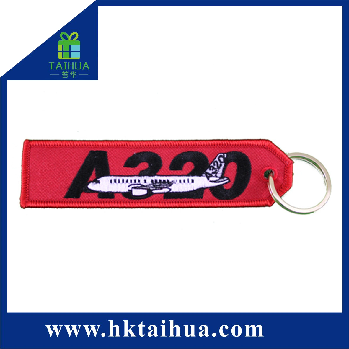 Custom Design Double Sides Fabric Woven Embroidery Keychain with Logo