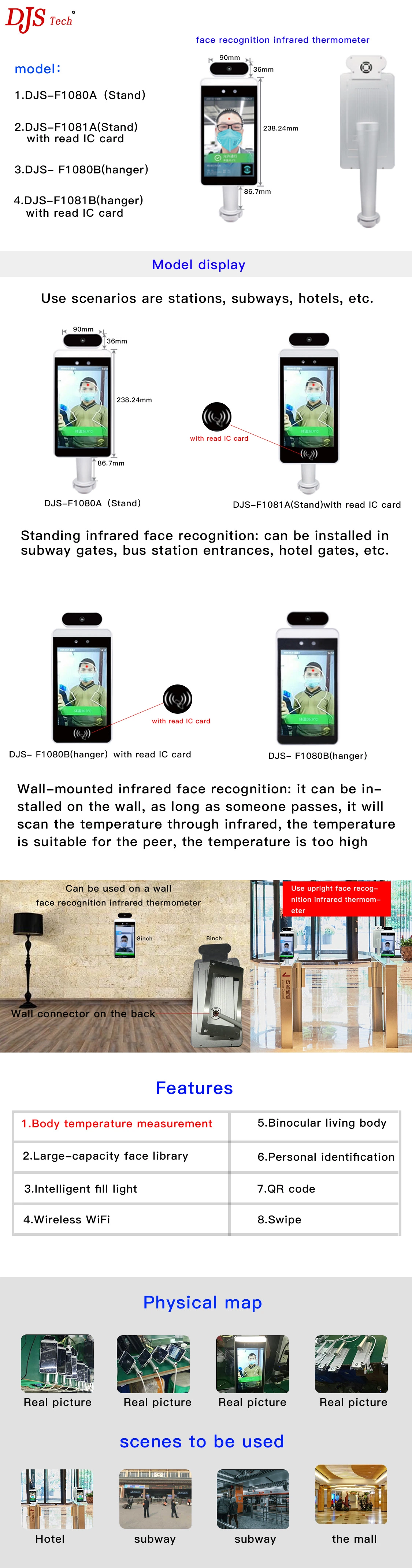 Wholesale/Supplier Price IR Face Office Government School Hotel Recognition Infrared Thermometer