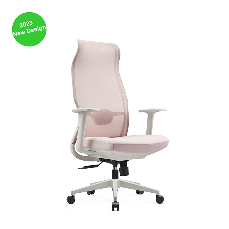 Nouveau mobilier de bureau confortable en maille rose chaise de conférence pivotante