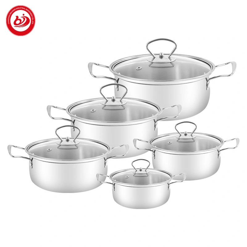 Conjunto de panelas de aço inoxidável 5PCS de alta qualidade para cozinhar Com pega