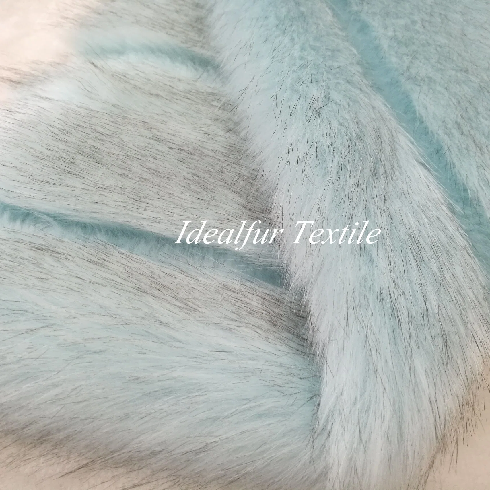 Light Blue Strip Shearing Long Pile Fake Fur