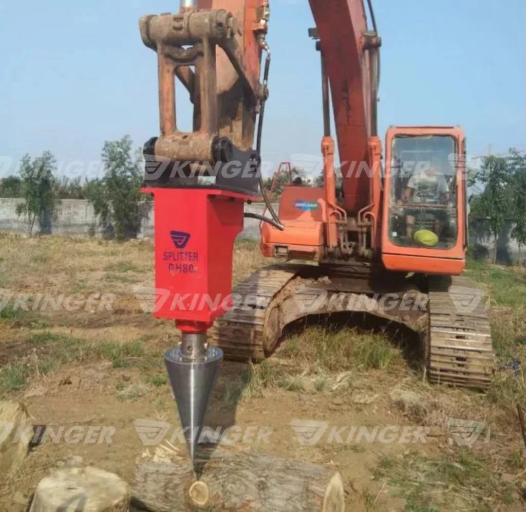 Kinger CE Certicifate Supplier High quality/High cost performance  Cone Tip Excavator Hold Log Wood Firewood Cutting Machine