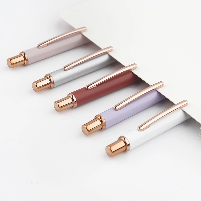 OEM Office Supplier Custom Promotional Rose Gold Slim Metal Pen