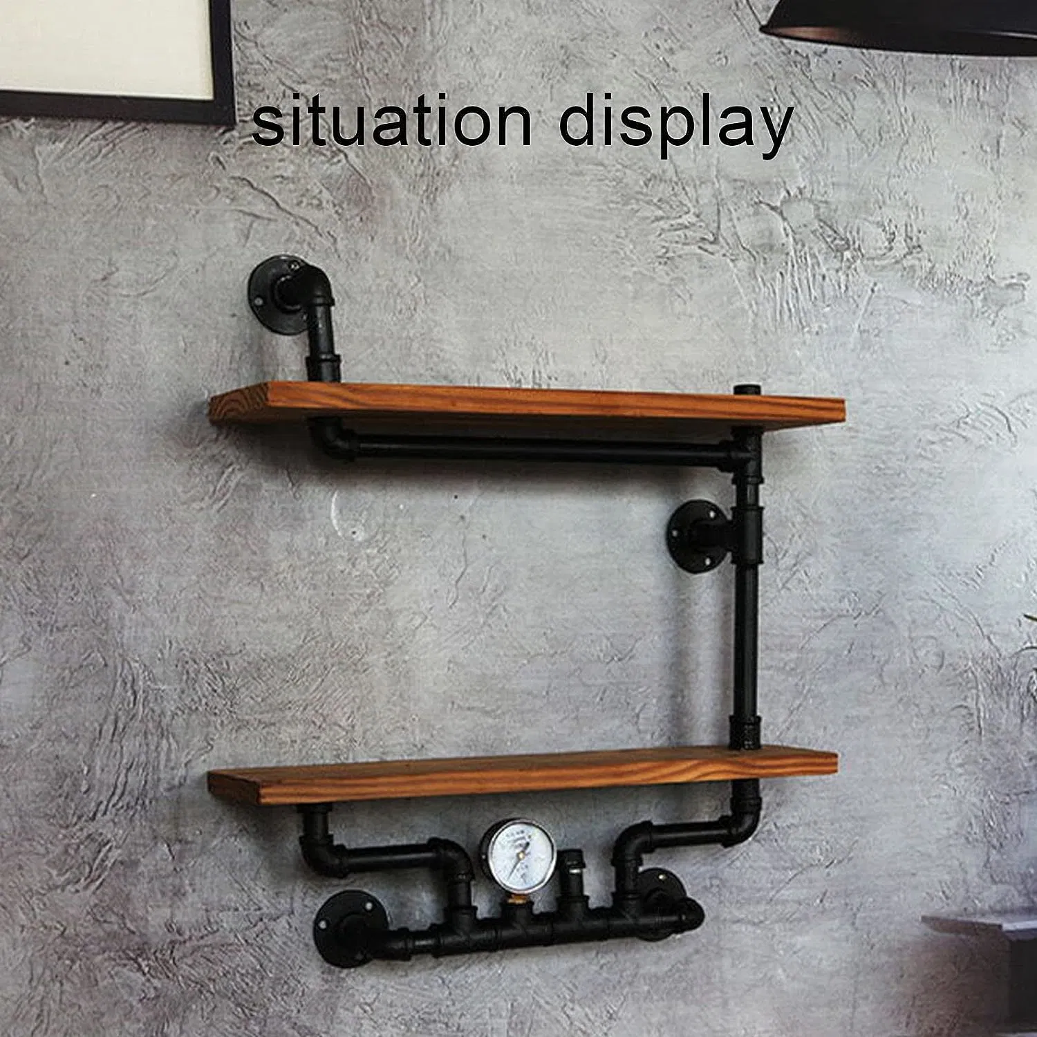 Industrial Iron Pipe Brackets Wall Mounted Shelf Bookshelf Decor Wood Ladder Storage Shelf