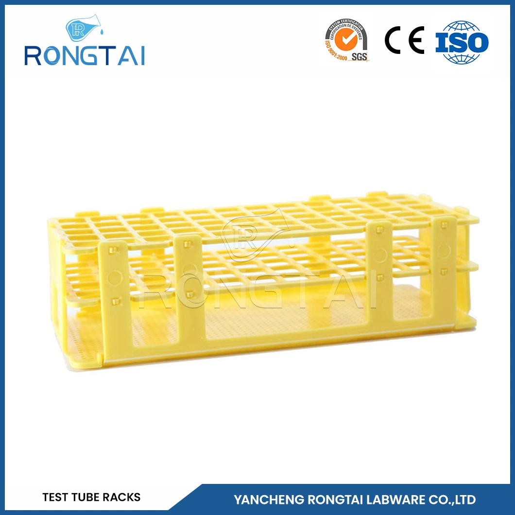 Rongtai Laboratorio gradillas de tubos Mayorista 4*10 agujeros plástico tubo de ensayo Soporte de rack de tubos de ensayo de material ABS de China