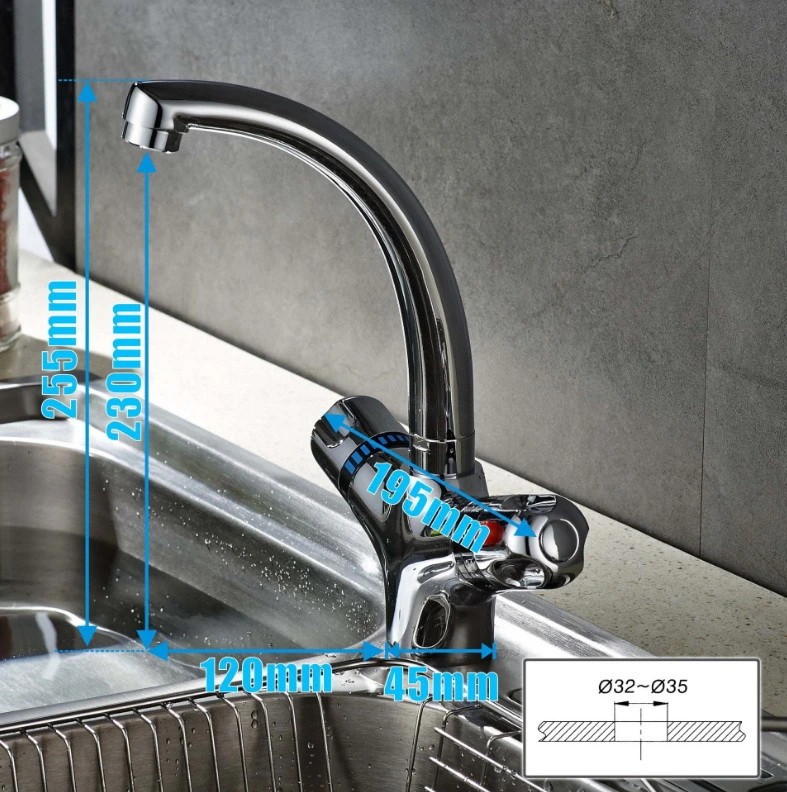 All-Copper Constant Temperature Hot/Cold Water Channel Revolve Kitchen Faucet