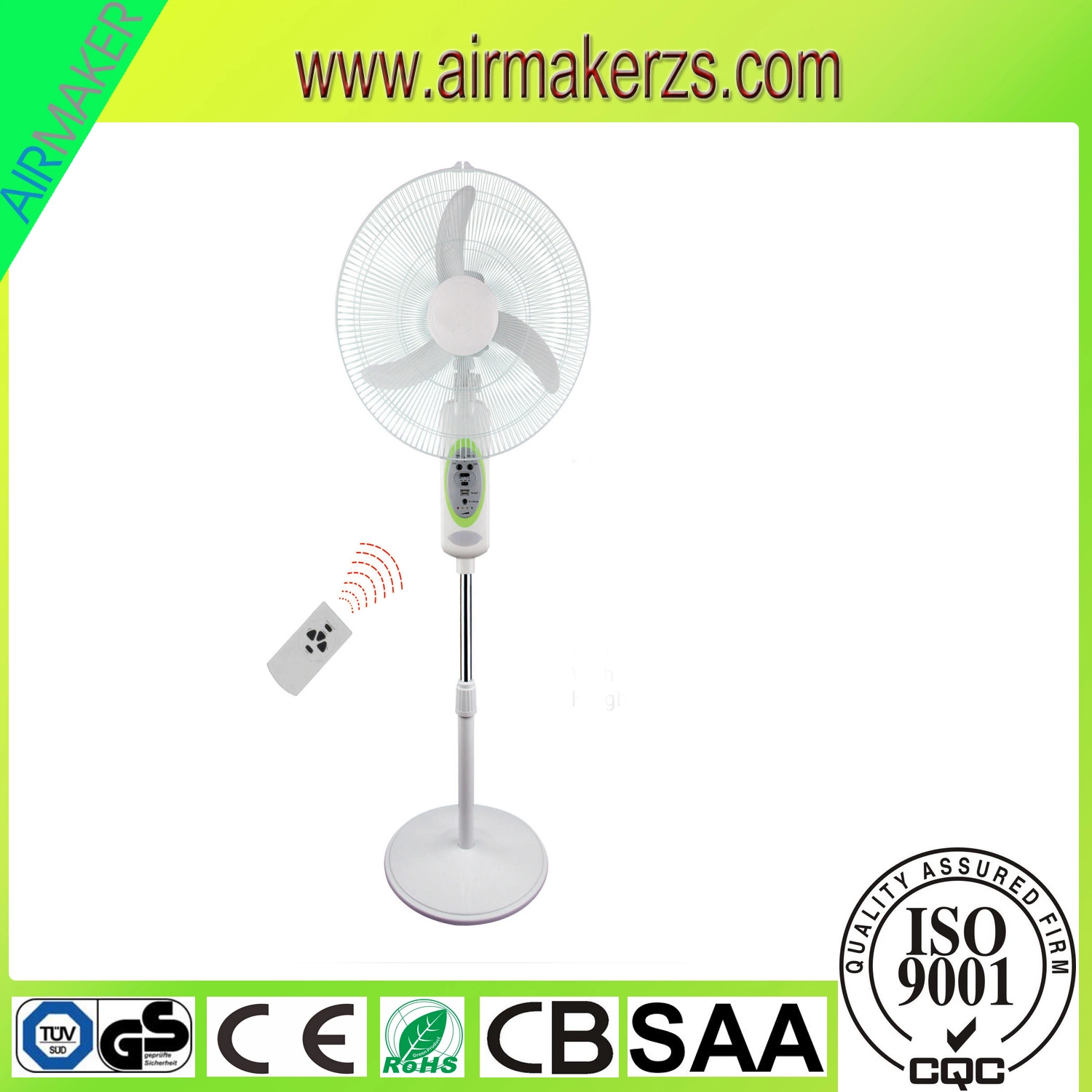 16" Rechargeable Solar Emergency AC/DC Stand Fan/Industrial Fan/Electric Fan/Ventilateur for Africa