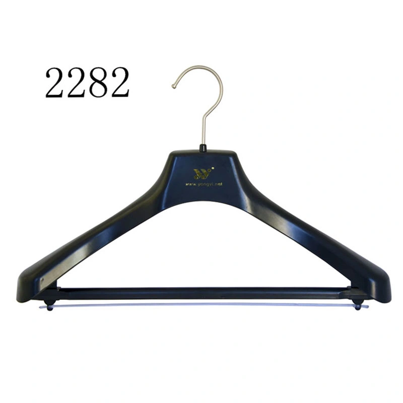 Custom Brand Plastic Black Clothes Female Suits Hanger with Bar