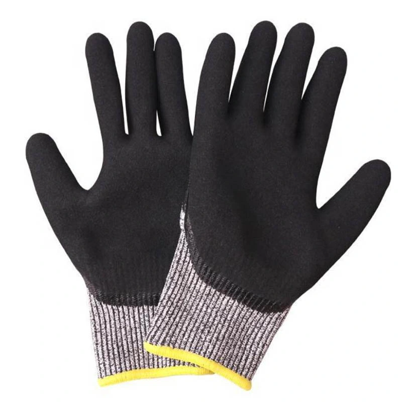 15g 18g Gray Hppe Lined Nitrile Coated Foamed Working Gloves with Soft Comfortable Textile