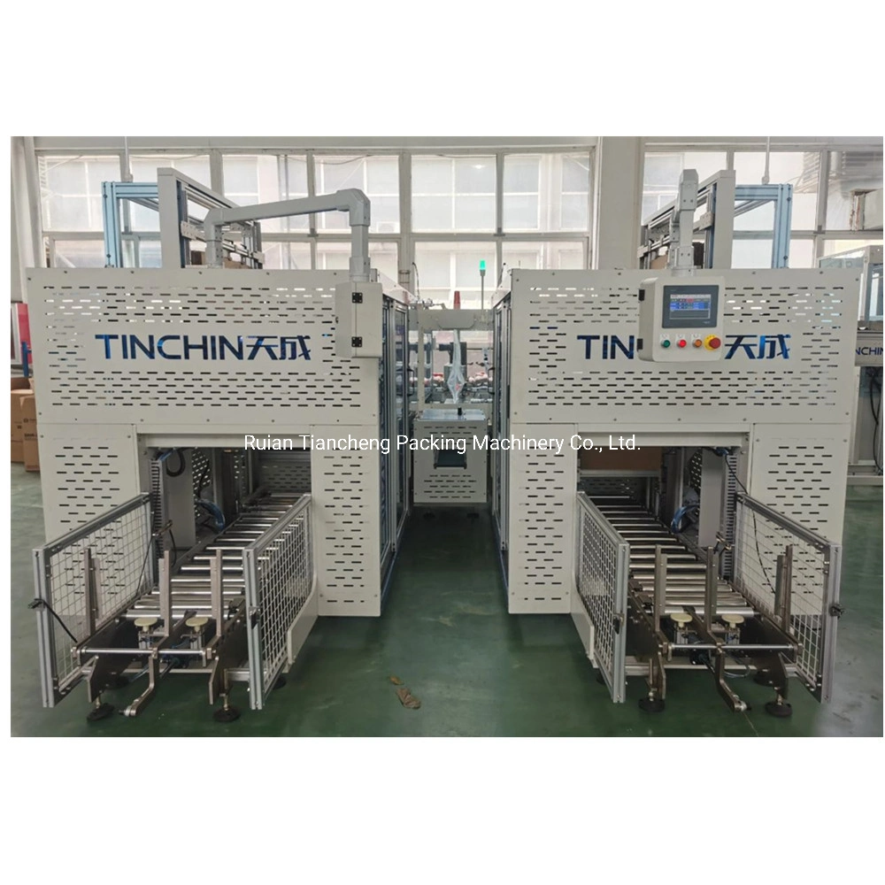 Fully Automatic Paper Plastic Cup Lids Bowl Packing Machine Case Loader Case Erector Tape Sealing Machine Whole Line for Packing Hot Sale to Korea/USA