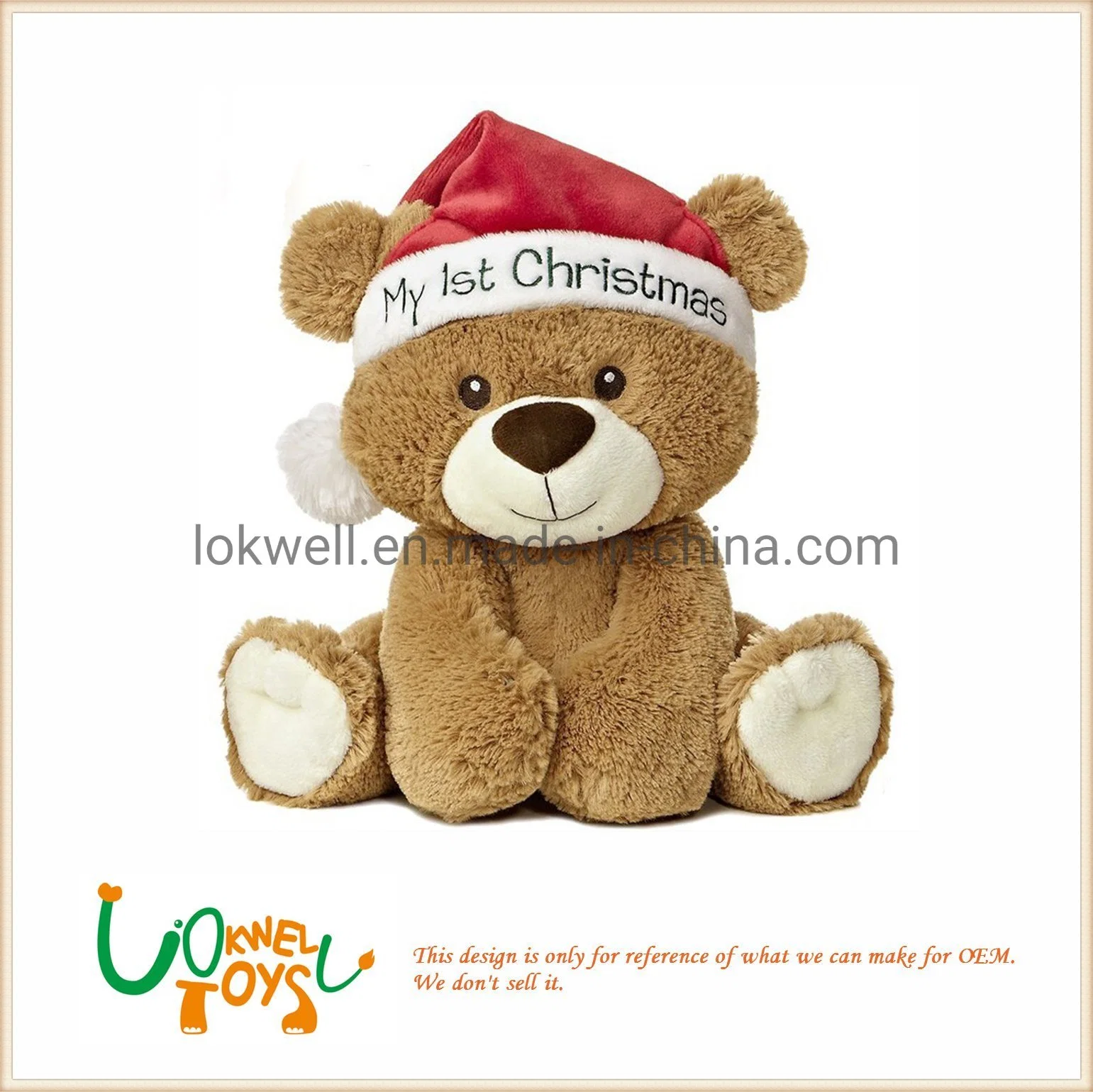 Cute Plush Teddy Bear Stuffed Animal with Christmas Hat