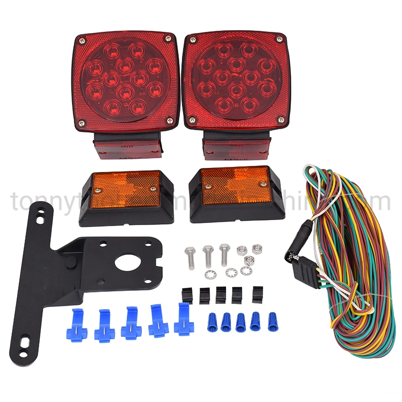 Kit de feux de remorque 12V pour le Bateau Voiture RV Assemblage facile avec le faisceau de fils de wafer imperméable LED Durable tous-en-un kit de feux arrière