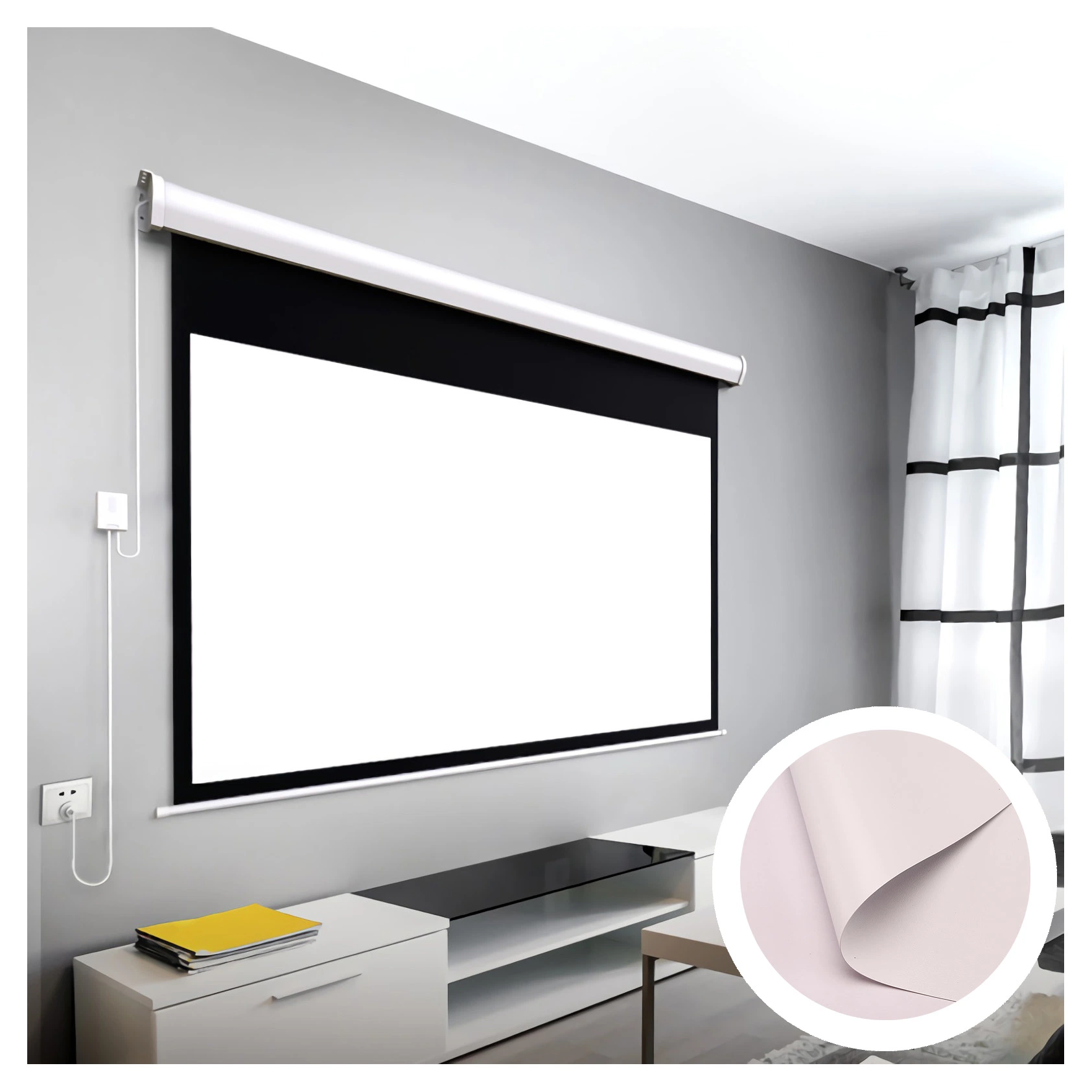 Projector Screen Projection Screen Matte White Fabric for Home Theater Office