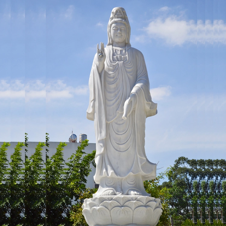 Jardín de esculturas Budistas de piedra Kwan Yin Budda Statues Escultura de mármol Para decoración