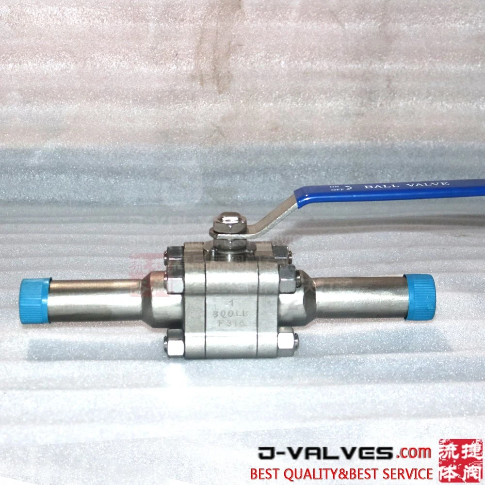 3piece Forged Steel F316L Full Port Floating Lengthened Socket Welding Ball Valve